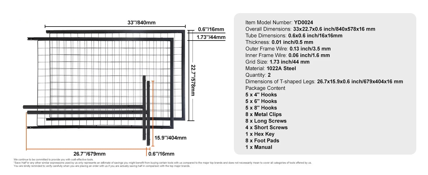 Grid Wall Display Panels with Hooks Double-Sided Rack Set
