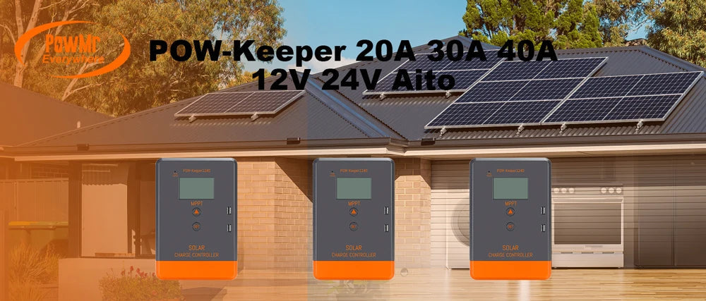 PowMr MPPT 100A 80A 60A 40A 30A 30A 20A Solar Charger Controller LCD Work With 12V 24V 36V 48V Lead-acid Lifepo4 Battery Solar Panel 