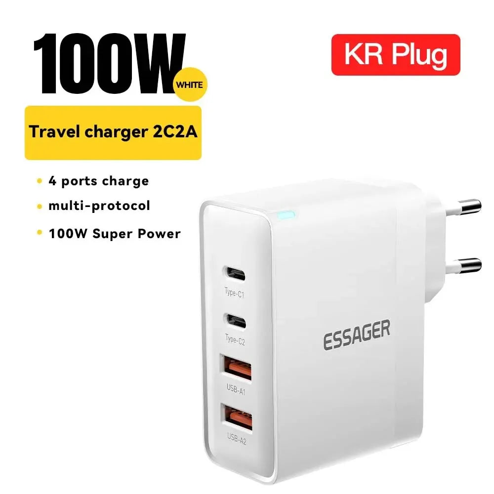 Essager 100W GaN USB Type C Caricabatterie PD QC Quick Charge 4.0 3.0 Type C Ricarica Rapida Per iPhone 14 13 12 Xiaomi Macbook 