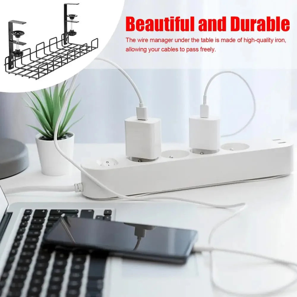 Clamp-On Under-Desk Cable Tray