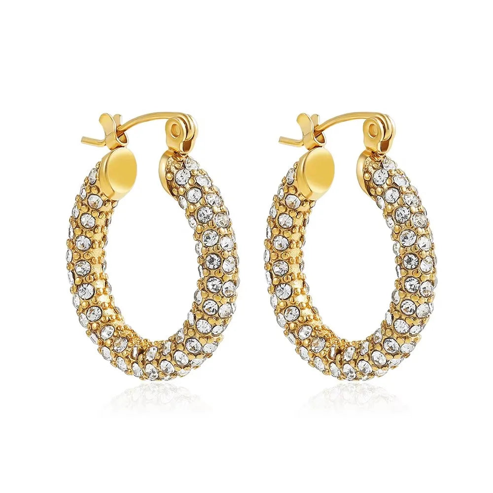 Zircon Circle Huggie Hoop Earrings for Women