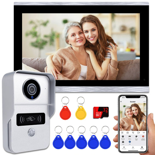 1080P 10 Inch Touch Screen Wifi Video Doorbell, Smart TUYA Home Video Intercom 32G Card Rceord Kit Motion Detection ID Unlcok Spy-shop.com