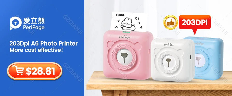 7 Colors Peripage A6 304DPI Mini Photo Printer Notes Sticker Label Printing Machine Bluetooth Portable Wireless Printer Marker 