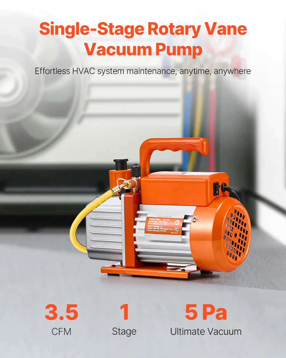 HVAC Vacuum Pump 3.5–9 CFM Single & Dual Stage for AC Systems