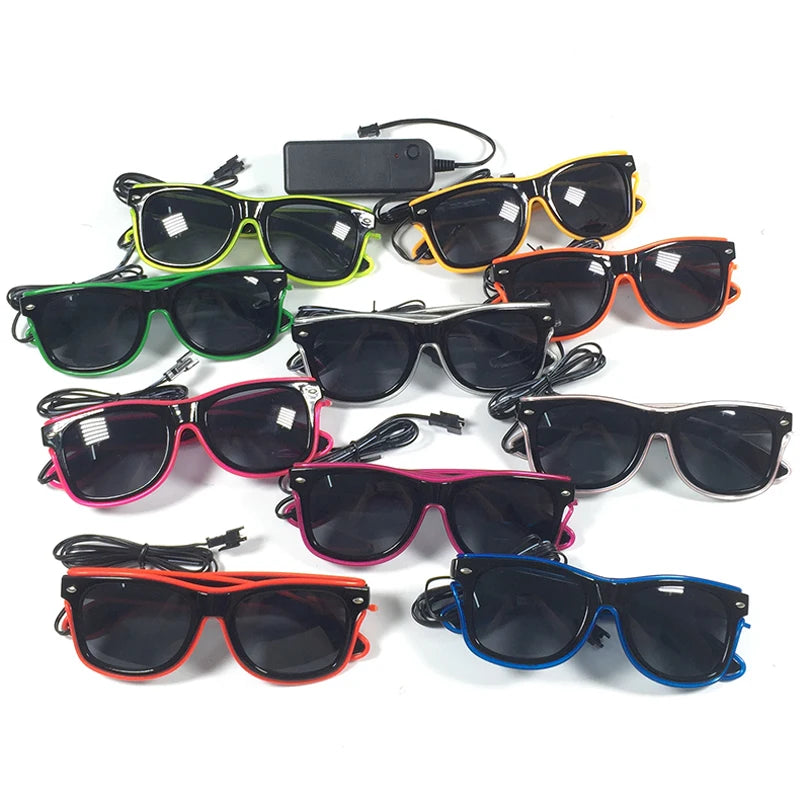1PC Light Up LED Glasses Glow Sunglasses EL Wire Neon Glasses Glow in The Dark Party Supplies Neon Party Favors for Kids Adults 