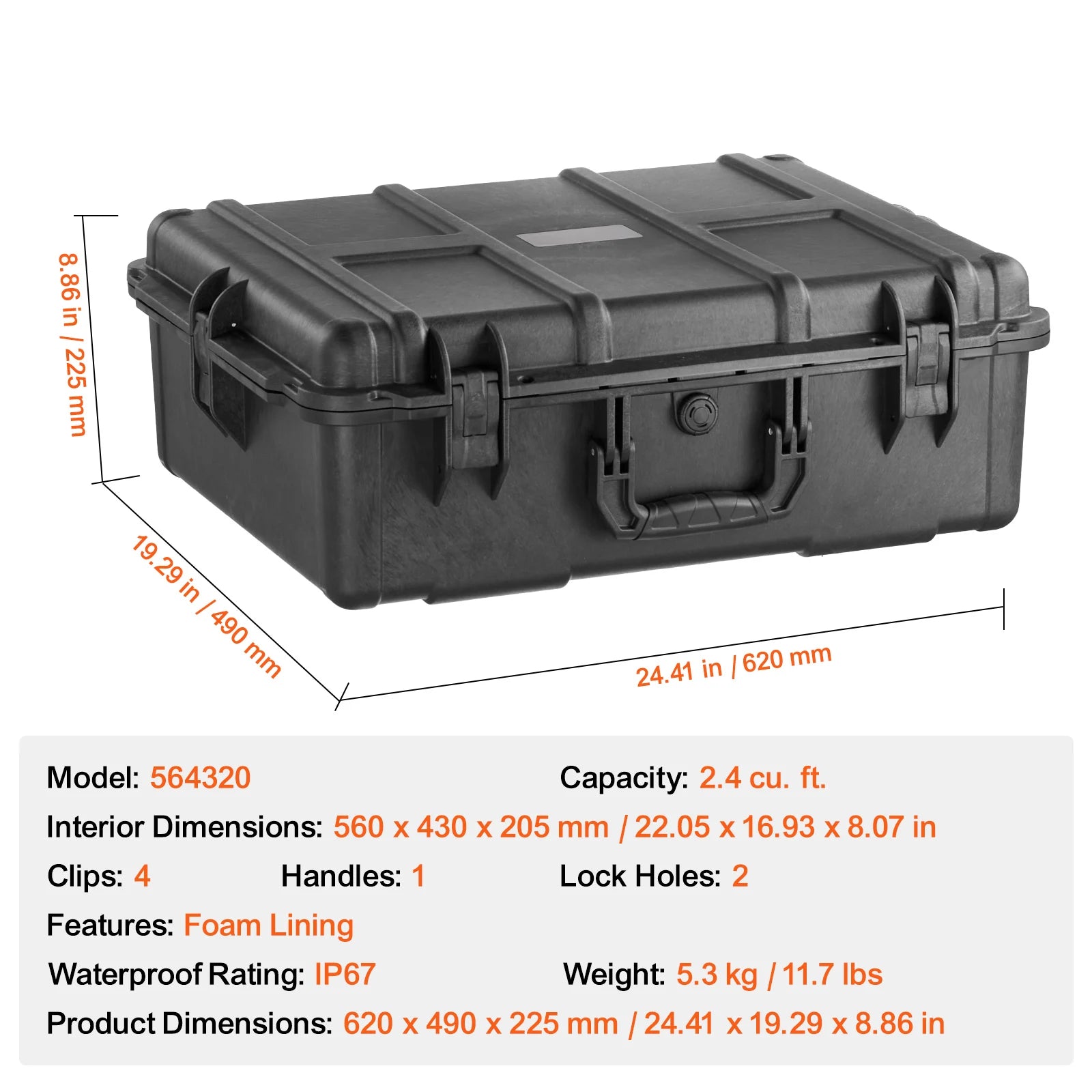 IP67 Waterproof Hard Case with Custom Foam & Secure Lock Design