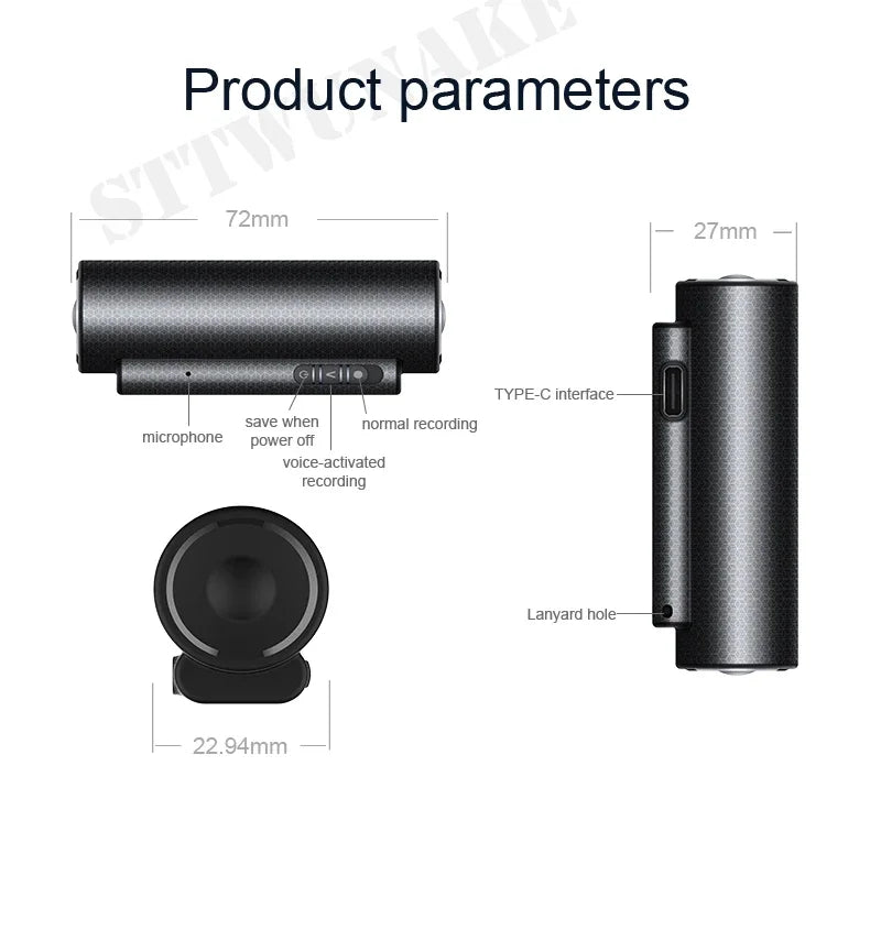 500 Hours Time Mini Voice Activated Recorder Built-in Magnet Small Digital Audio Recording Device Sound Dictaphone STTWUNAKE 