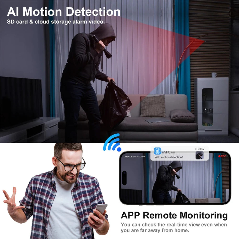 1080P mini WiFi bezpečnostná kamera s detekciou pohybu a diaľkovým náhľadom