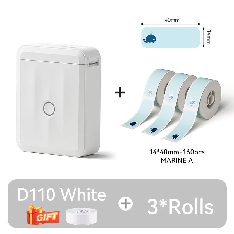D110 Upgraded Version Thermal Label Printer Mini Portable Smart Label Maker With Tape