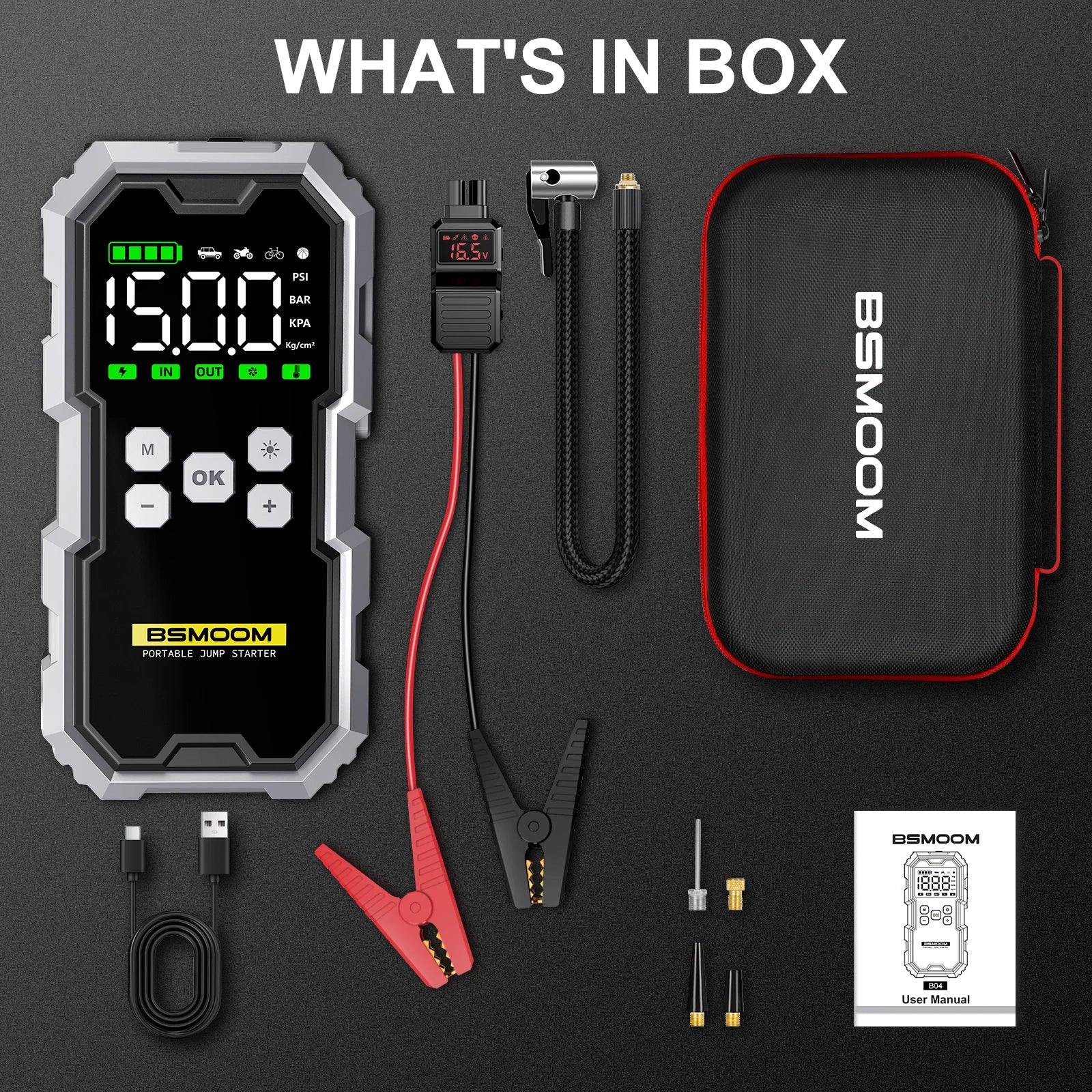Portable Car Jump Starter & Air Compressor 6000A Booster