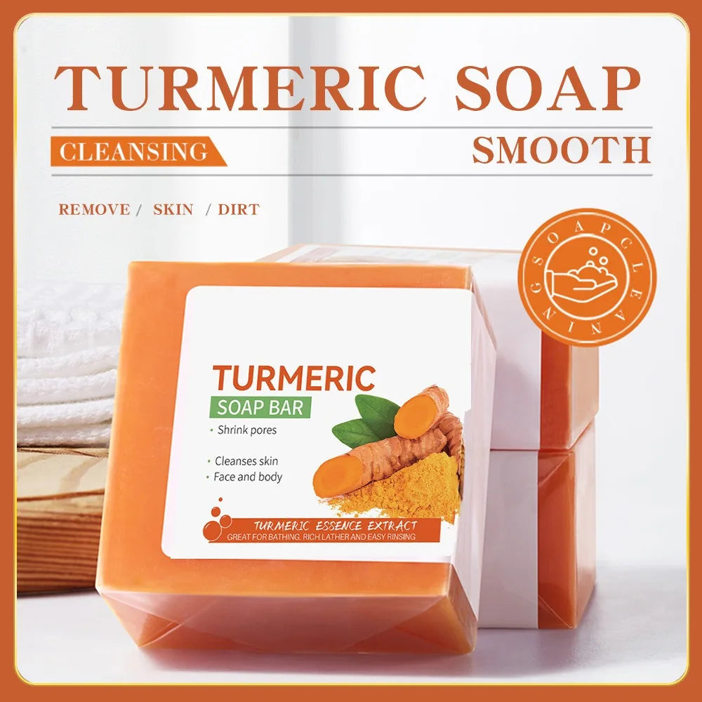 Hand Made Turmeric Soap Body Cleaning Lightening Dark Underarm Leg Body Cleansers Brightening Face Soap Tender Skin Care Beauty 