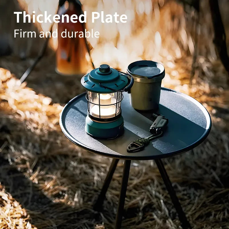 Okrogla miza za kampiranje s stojalom za luči Ultralahka prenosna zložljiva miza z nastavljivimi nogami za piknik v zaprtih prostorih/na prostem
