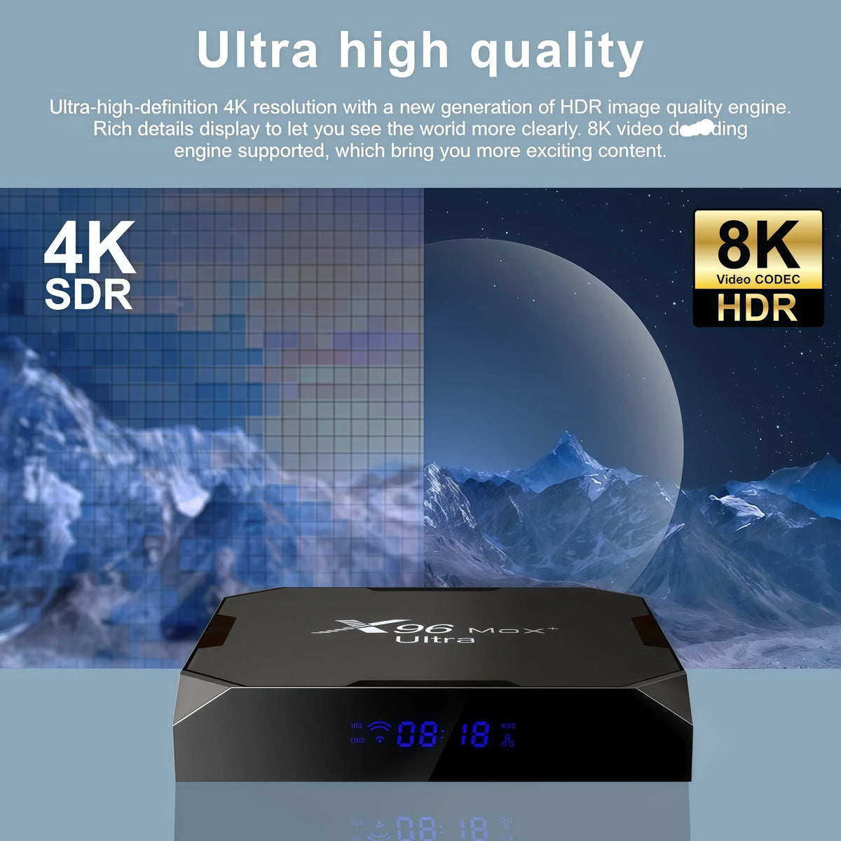 X96 Max+Ultra Android 11 TV Box Amlogic S905X4 4GB RAM 64GB ROM 8K Decoding AV1 Codec Dual WiFi 2.4G&5G BT4.0 USB3.0 HDR10+ Media Player Smart Set Top Box Decodificador