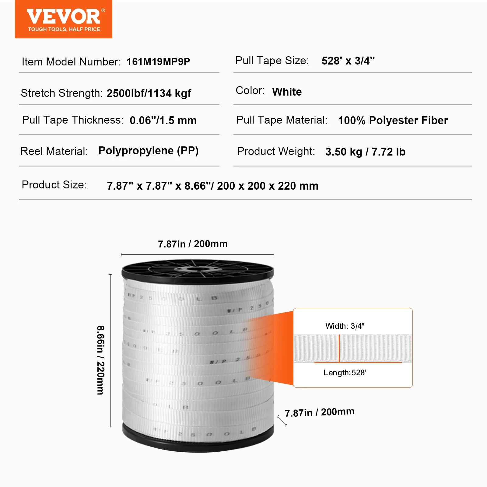 Polyester Pull Tape Flat Rope for Cable Pulling and Conduit Work