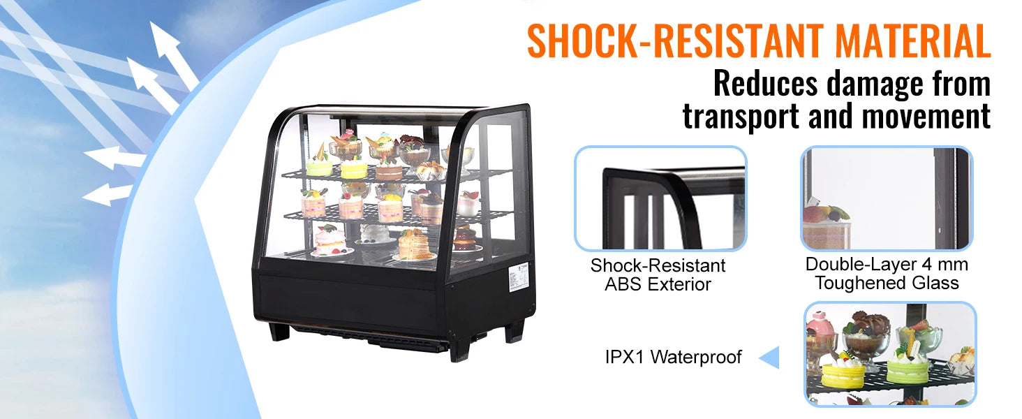 Countertop Refrigerated Display Case with LED Lighting and Turbo Cooling