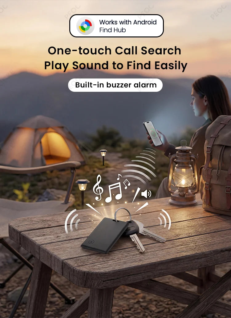 Android 1-4 Pack Smart Wallet Tracker Card Works with Google Find Hub App Location Tag Keys Bag Anti-Lost Bluetooth GPS Tracker