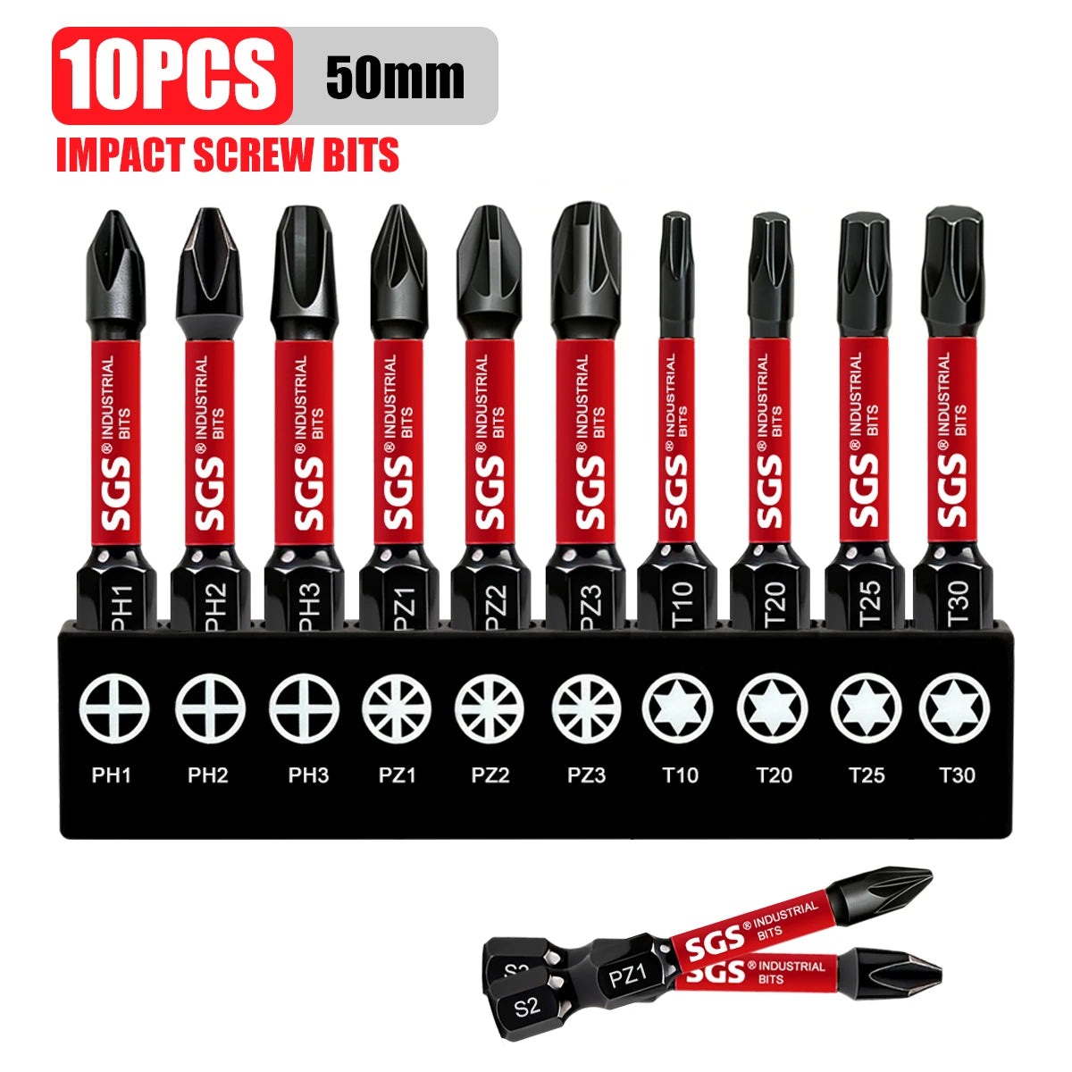 Multifunctional Screwdriver Bit Set, Ph, Pz, Sq, Hex, Torx, Sl, Multi-Specification Universal Impact Screwdriver Bit Set, 50mm, Magnetic Bits, S2 Steel Material, Universal 1/4" Hex Shank Compatible with Electric Drills, Elect