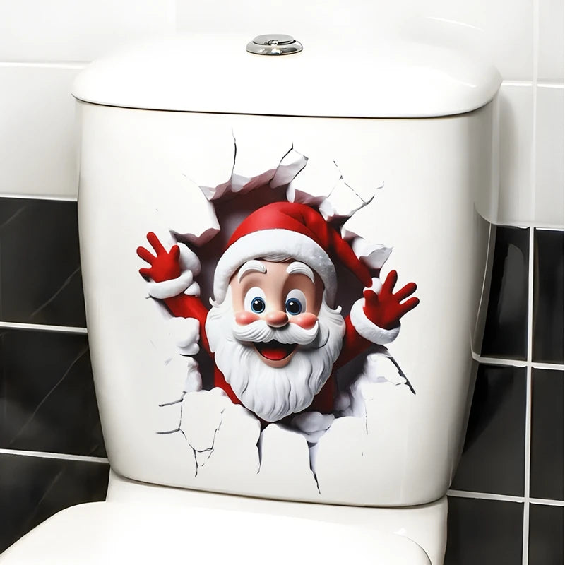 Christmas Toilet Sticker Merry Christmas Decoration for Home 2025 Pendant Xmas Sticker Ornament Navidad Natal New Year Gift 2026 