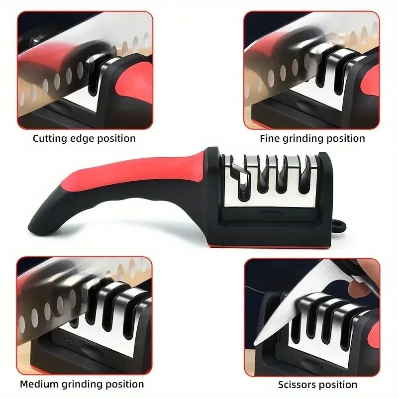 3-Segment Knife Sharpener Knife Sharpeners for Kitchen Knives Stainless Steel Three-Purpose Sharpening Stone for Kitchen Tools 