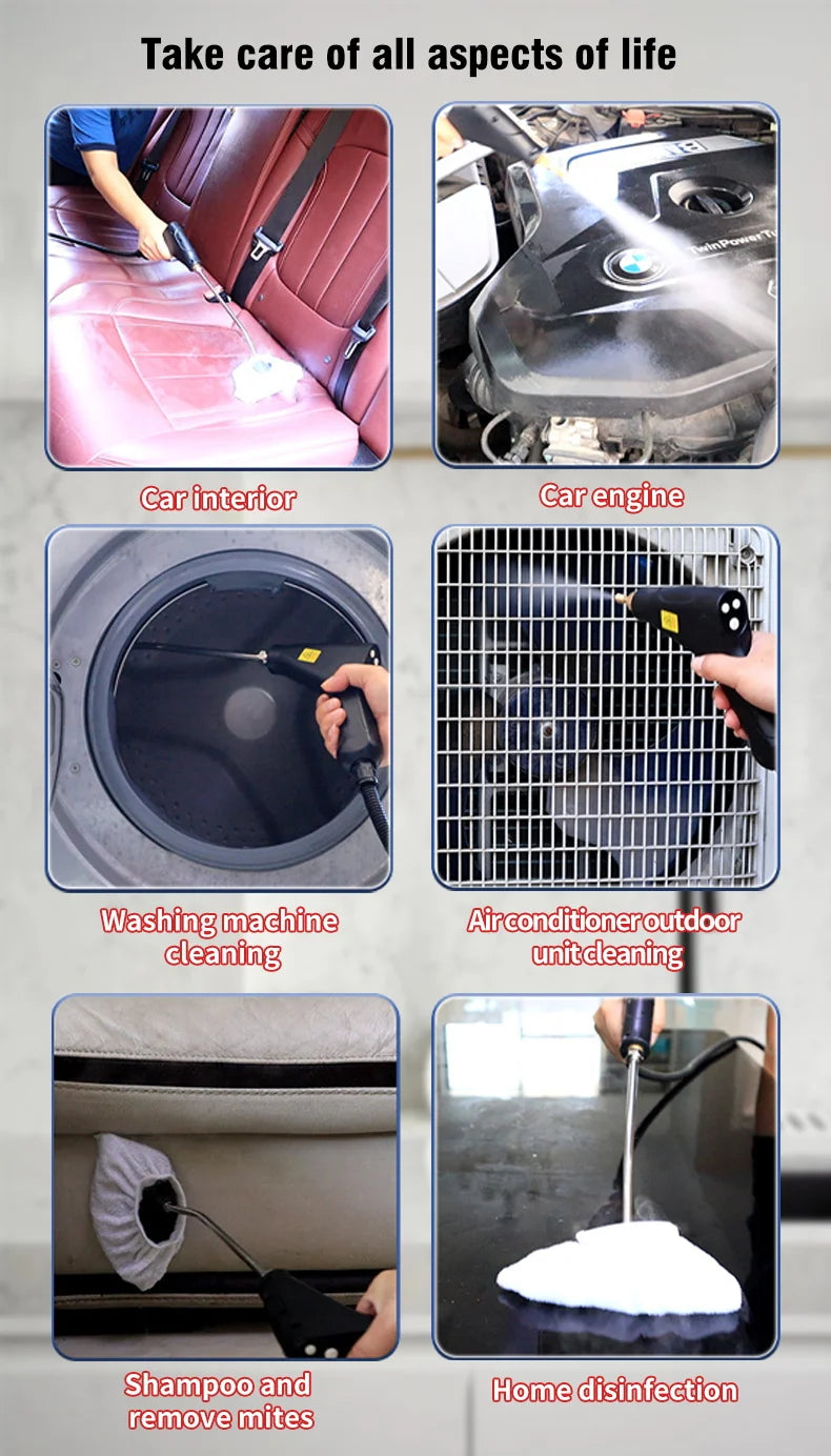 Handheld High Pressure Steam Cleaner for Kitchen, Car, Sofa, Window, Tile, Mirror