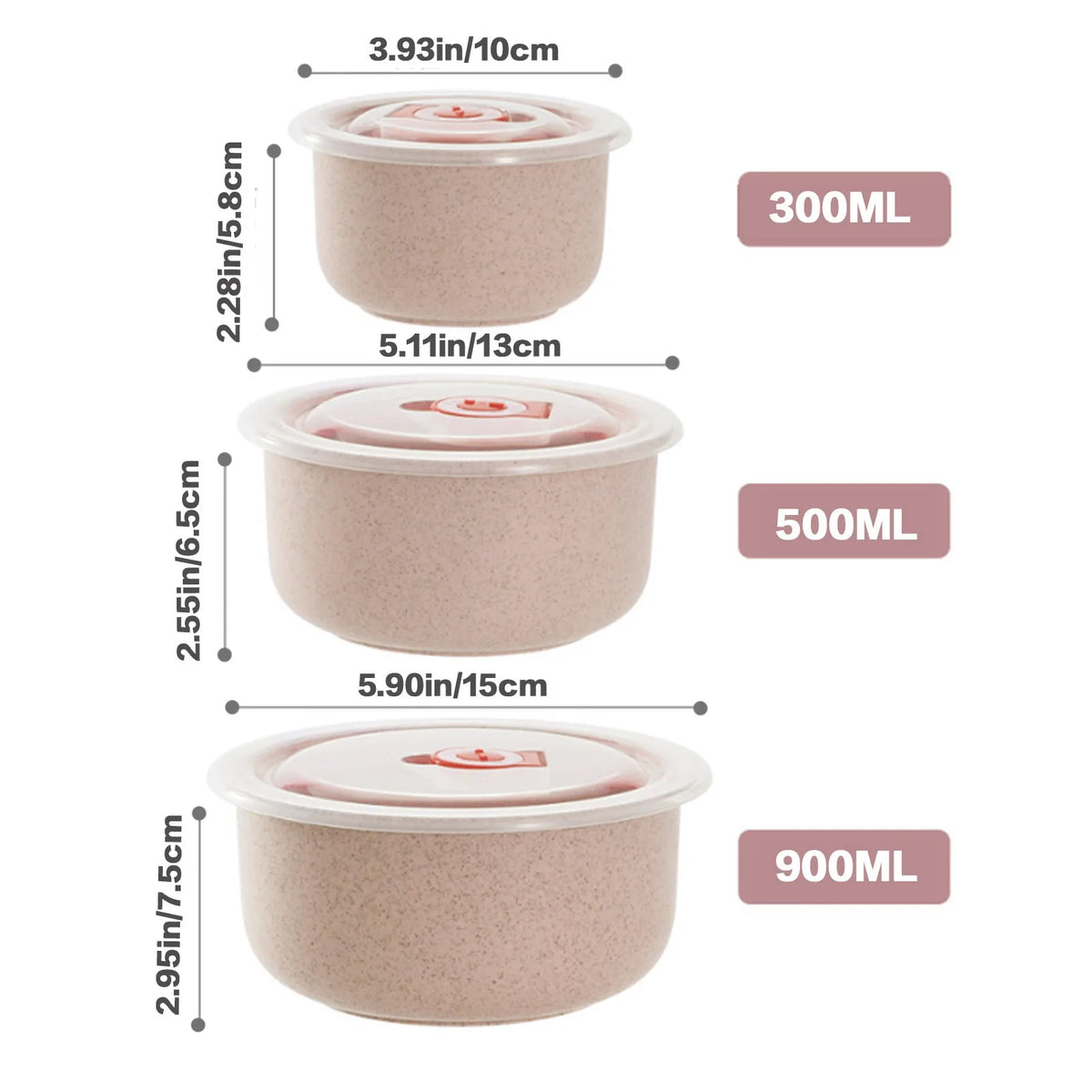 Food Storage Container Set, 300–900 ml, 3 Pieces
