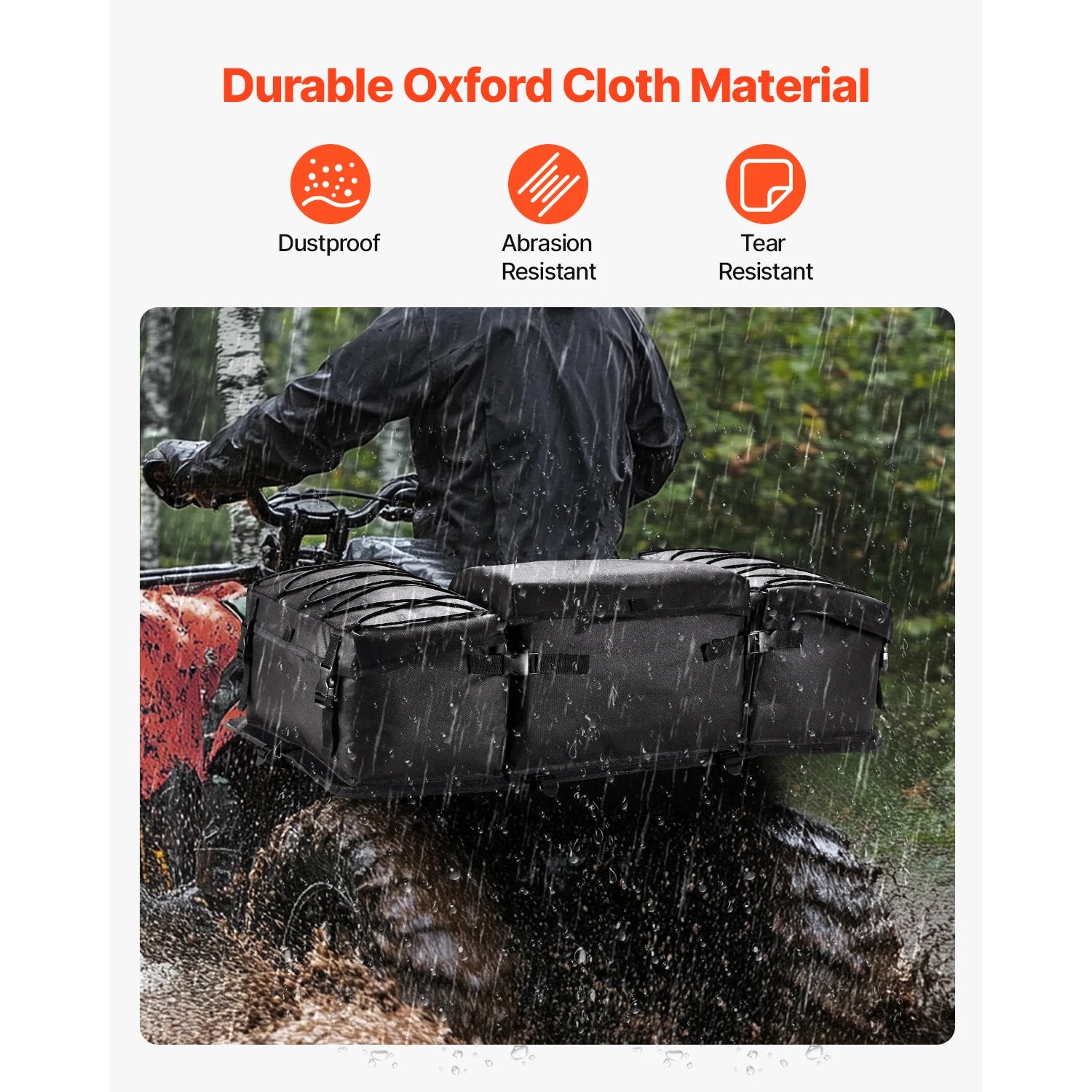 50L ATV Rear Storage Bag with Seat Cushion and Bottle Holder