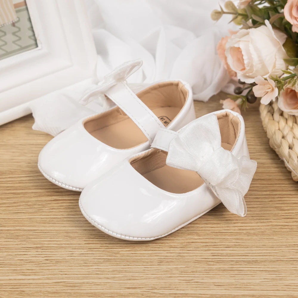 Newborn Baby Non‑Slip PU Walking Shoes with Soft Rubber Bottom