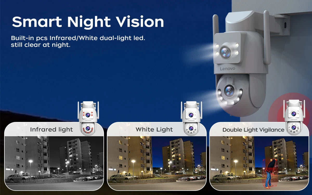 6MP HD Outdoor Security Camera with Dual Lens, AI Tracking, PTZ, Color Night Vision