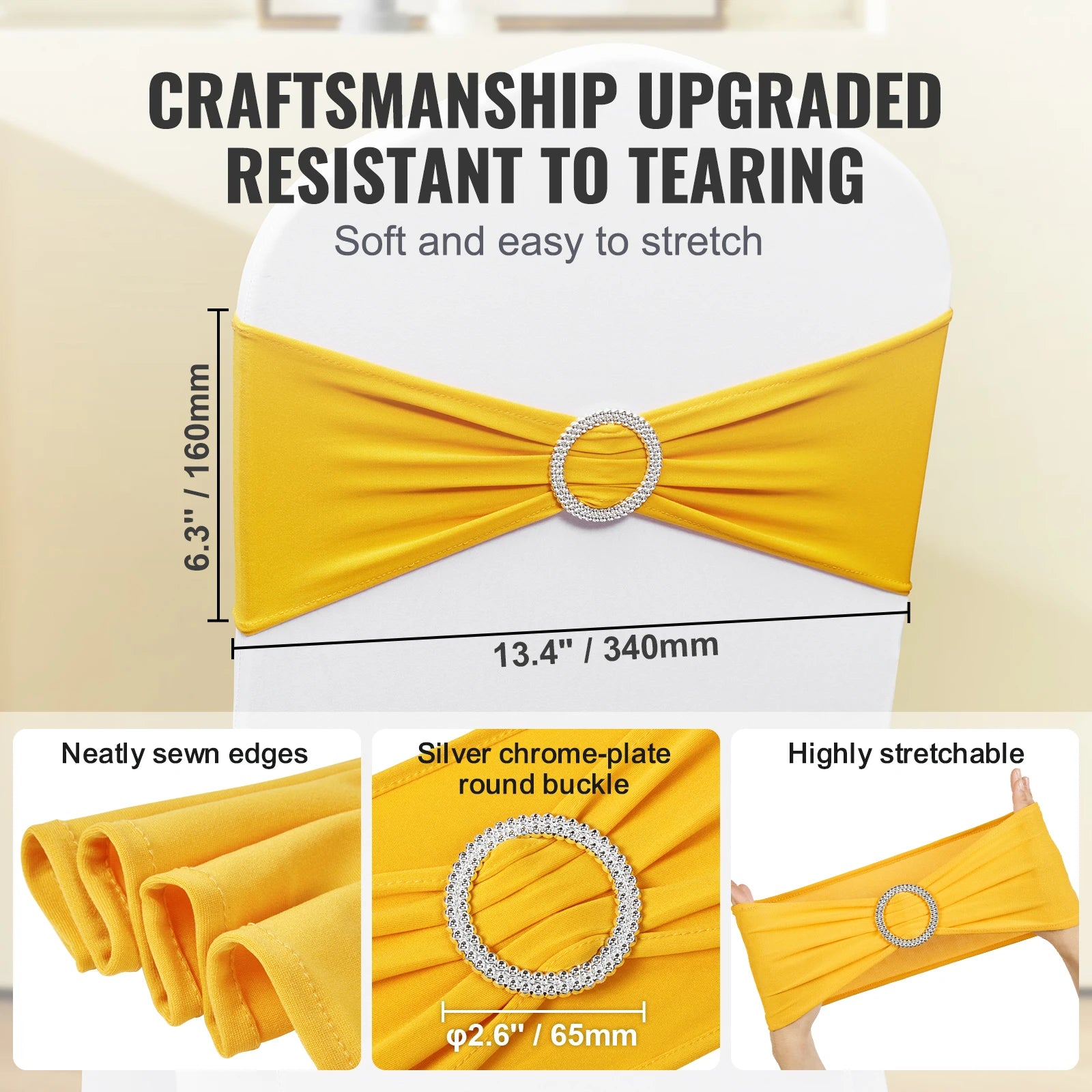 SucceBuy 50 pezzi Nastro elastico in Spandex per sedie, fasce per sedia per matrimonio, banchetto, decorazione, elastico, coperture per sedie all’ingrosso