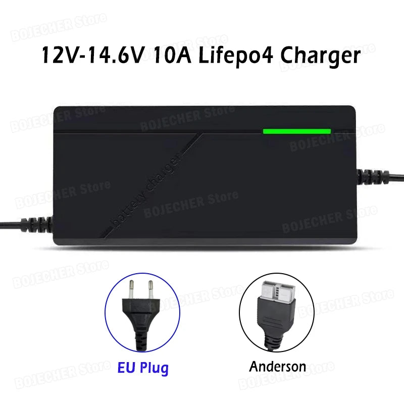 12V 10A Smart Lifepo4 Battery Charger AC110-240V 14.6V 4S 10A High Power Charger For 12.8V Lithium Iron phosphate Battery Pack