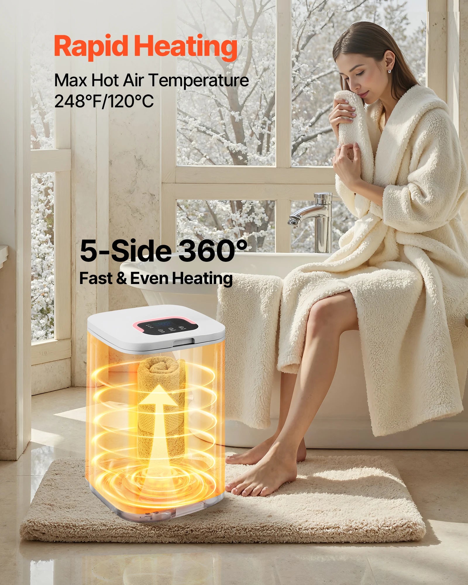 20L Towel Warmer Bucket with Timer, Lock & LED for Spa Comfort