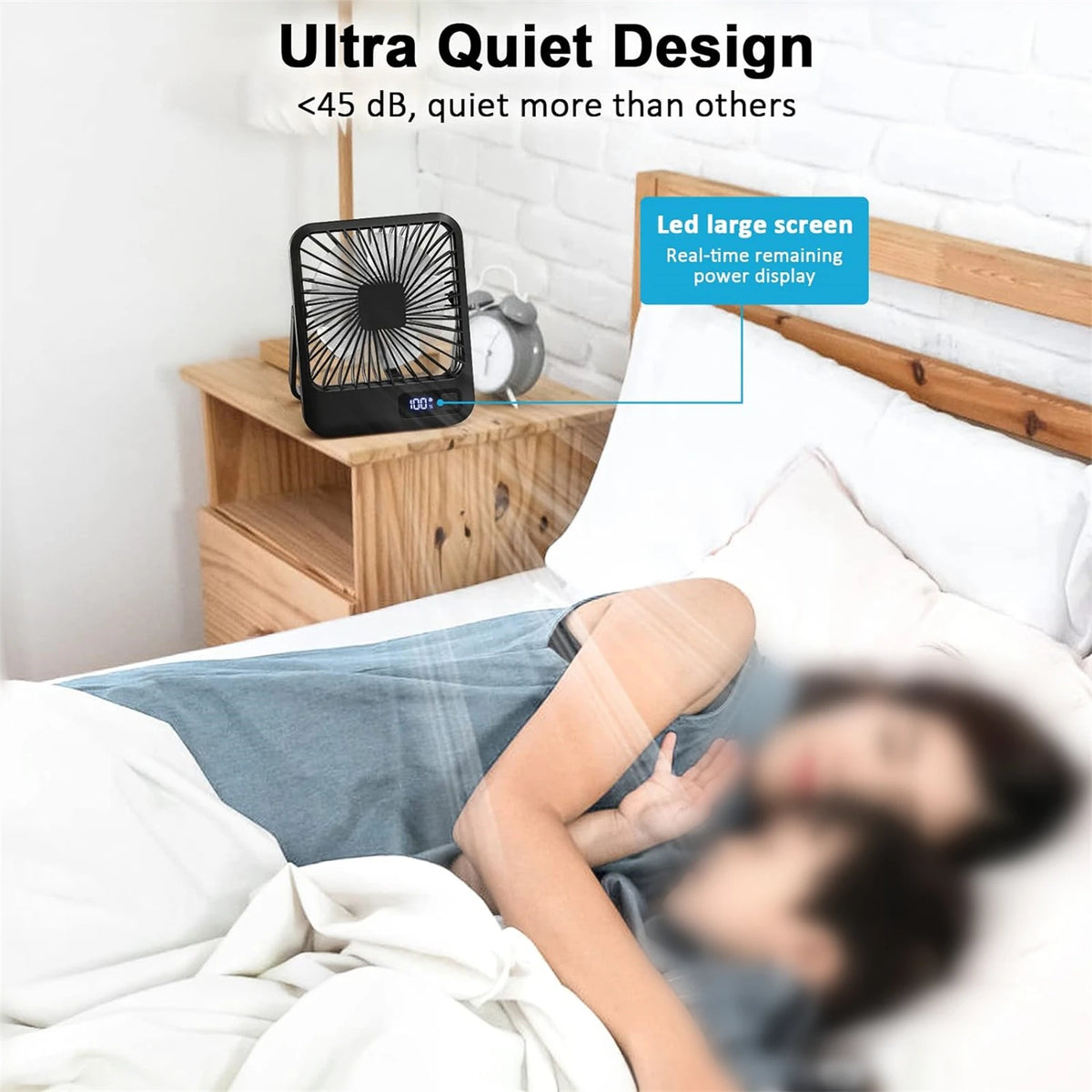 Nabíjateľný skladací stolový ventilátor, päť rýchlostí
