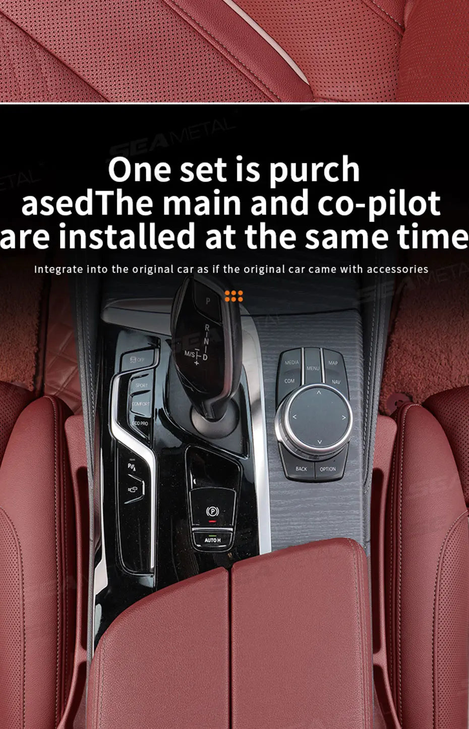 SEAMETAL 2Pcs Car Seat Gap Filler Organizer Flexible Center Console Crevice Filling Strip Seat Side Filler with Expandable Hole