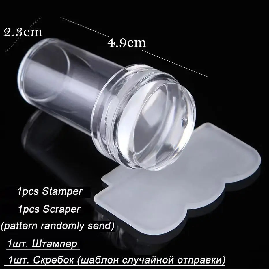Nail Stamping Plates Pure Clear Jelly Nails Art Stamper Scraper Set Print Silicone Marshmallow Design Manicure Accessories Tool 