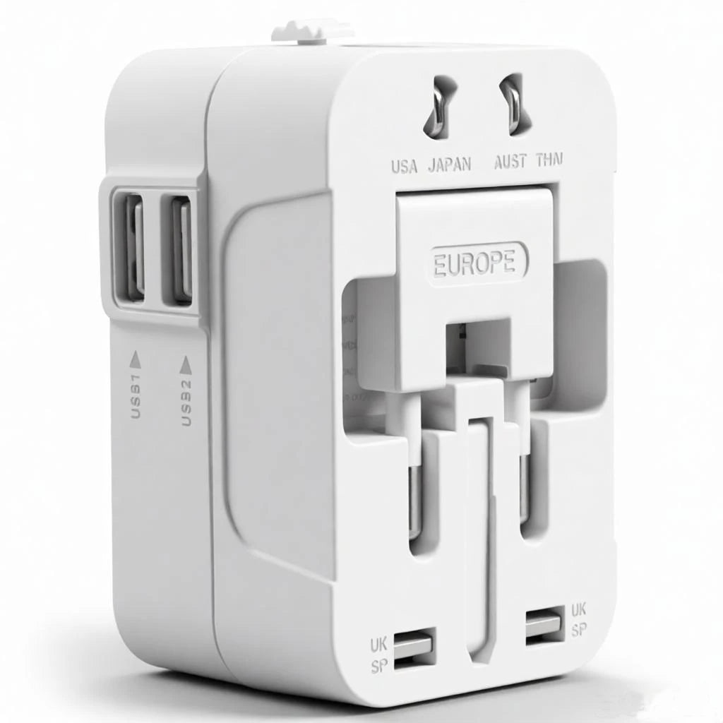 HHT202 Travel Plug Adapter with USB Ports