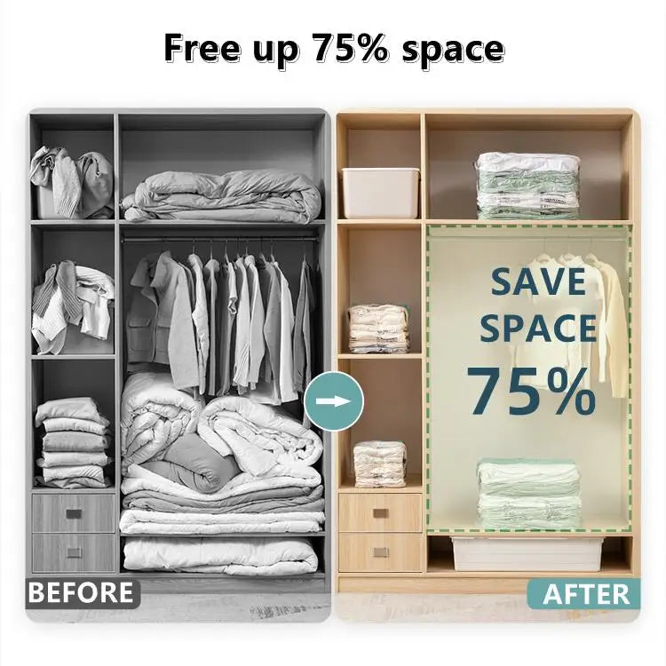 No Need Pump Vacuum Bags Large Plastic Storage Bags for Storing Clothes blankets Compression Empty Bag Covers Travel Accessories 