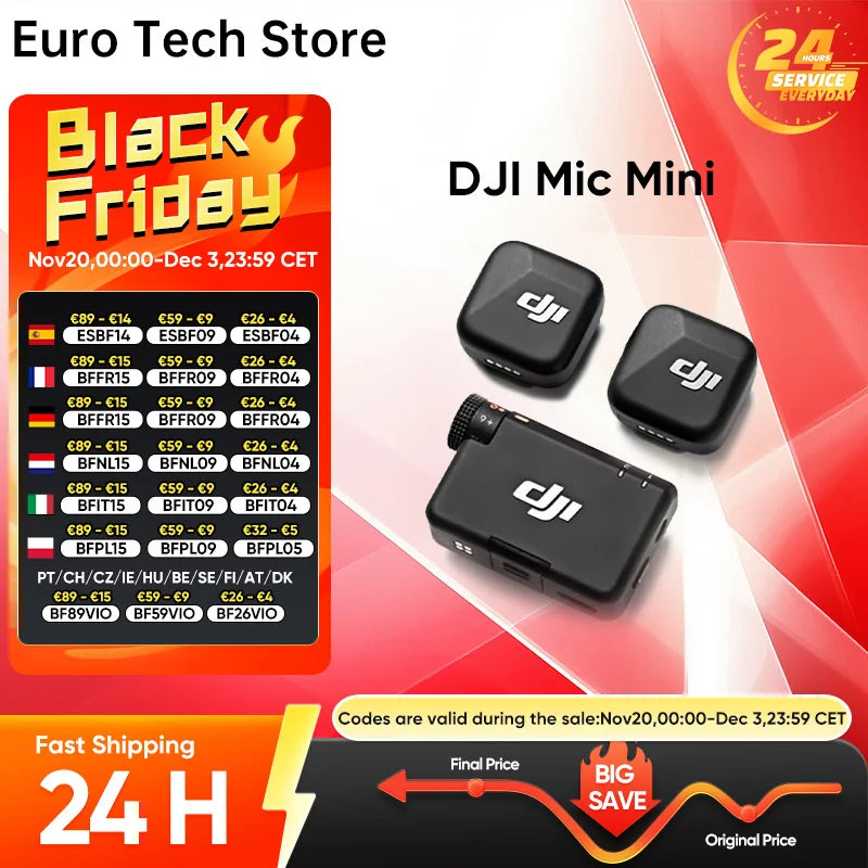 DJI Mic Mini bezdrátový mikrofonní systém s nabíjecím pouzdrem