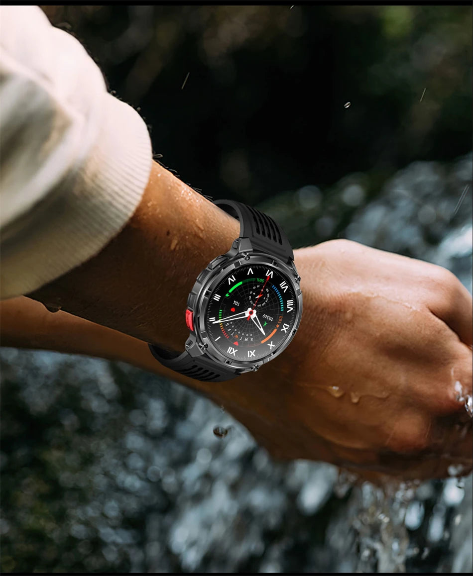 Smartwatch con chiamata Bluetooth all'aperto con bussola e GPS collegato al telefono