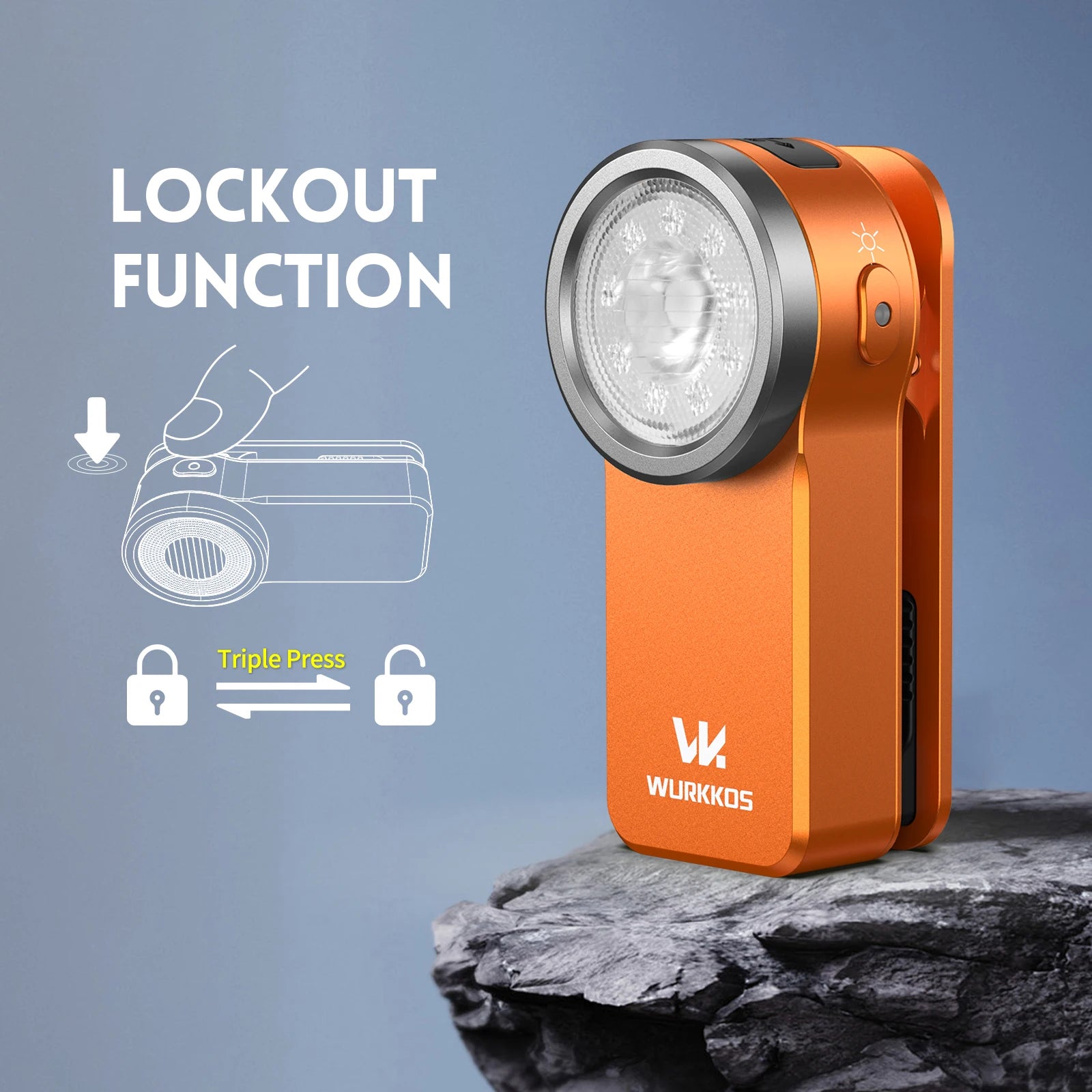Lampe de poche à clip rechargeable USB-C Wurkkos HD03 680LM avec aimant