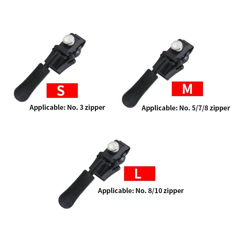 Universal Detachable Metal Zipper Slider Puller Detachable Instant Repair Kit DIY Replacement Lever Locks for Clothing Luggage 