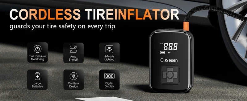 Prenosná bezdrôtová pumpa na pneumatiky 150PSI pre auto a bicykel