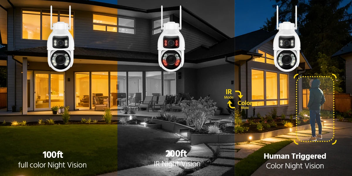 10MP Dual Lens PTZ WiFi Security Camera with 12X Optical Zoom and Color Night Vision