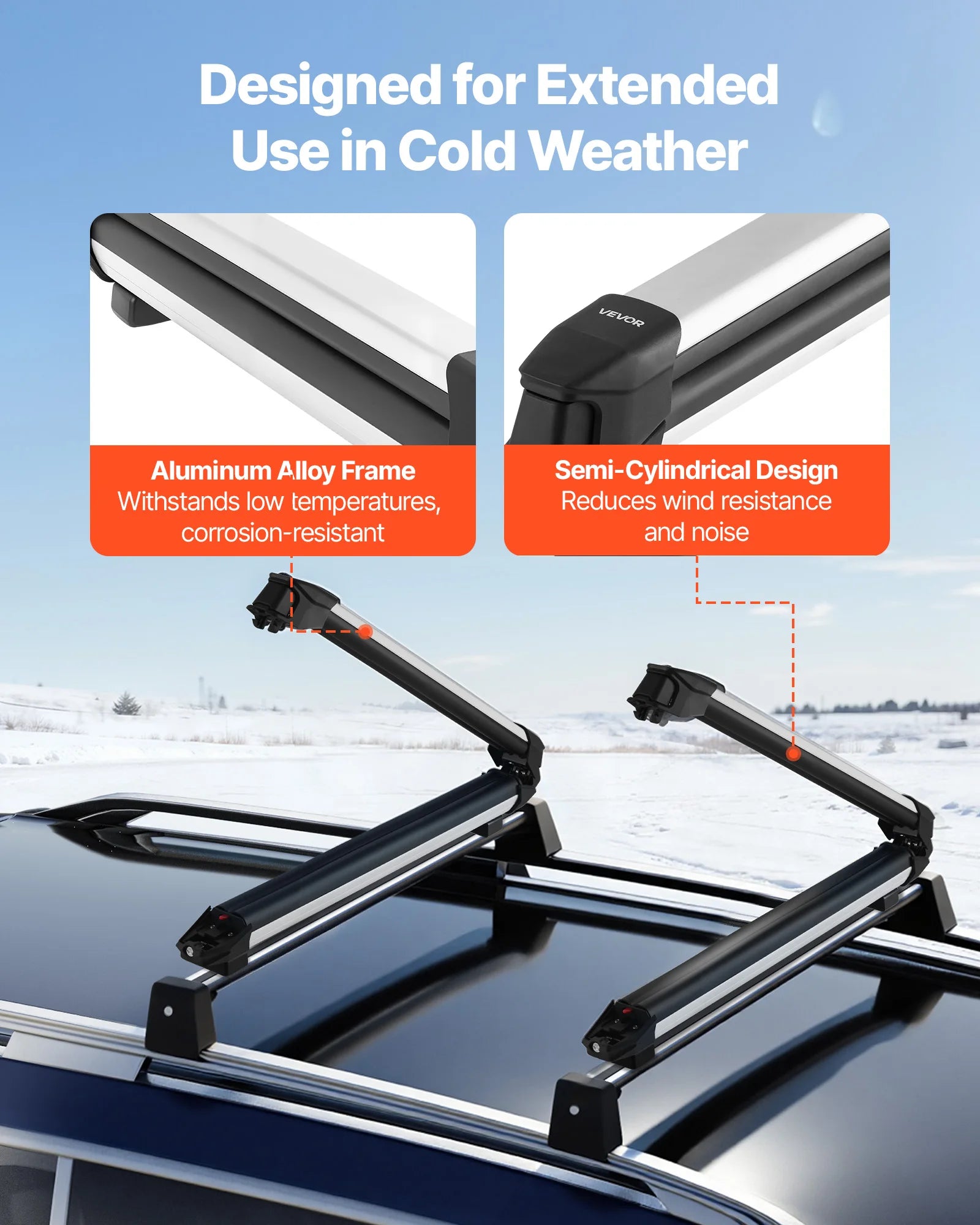 Ski and Snowboard Roof Rack for 6 Pairs of Skis or 4 Snowboards