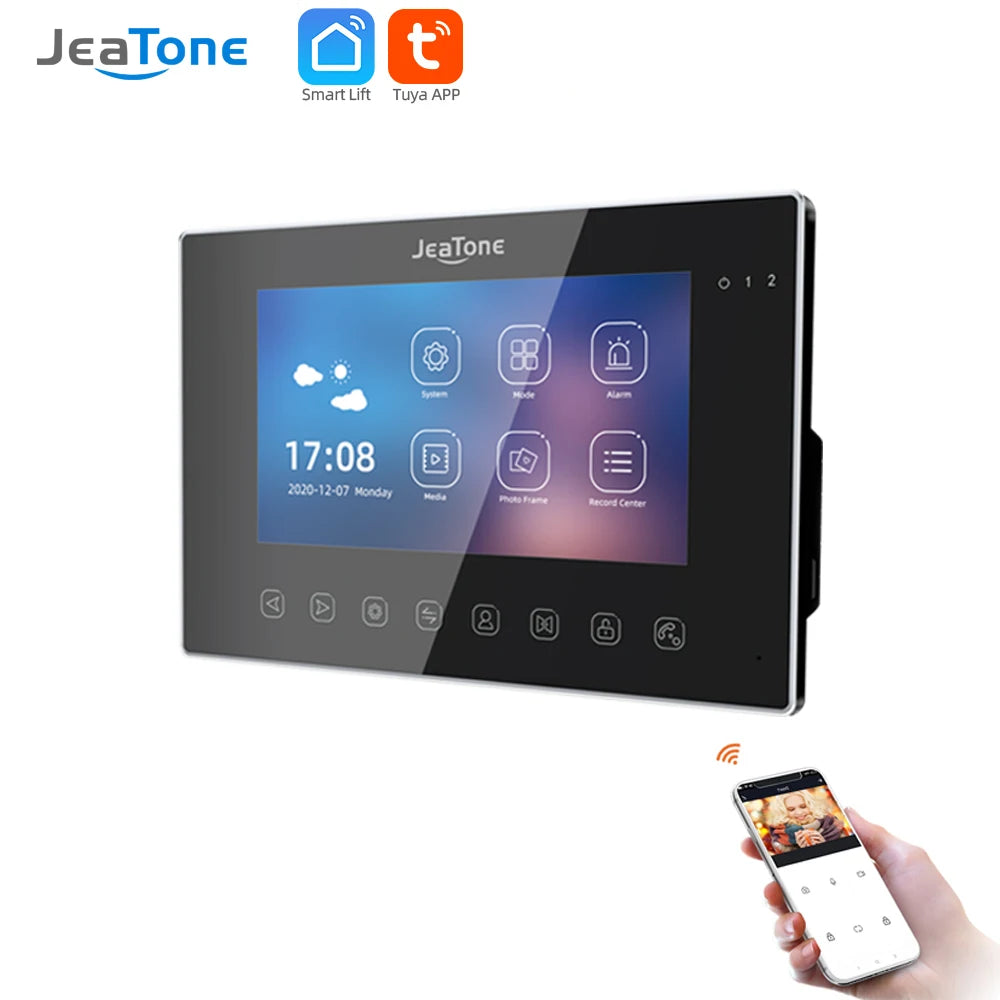 Jeatone 1080P 7Inch Monitor Screen Tuya WiFi Fingerprint Video Intercom Home Door Phone Camera with ID Cards Unlock Spy-shop.com