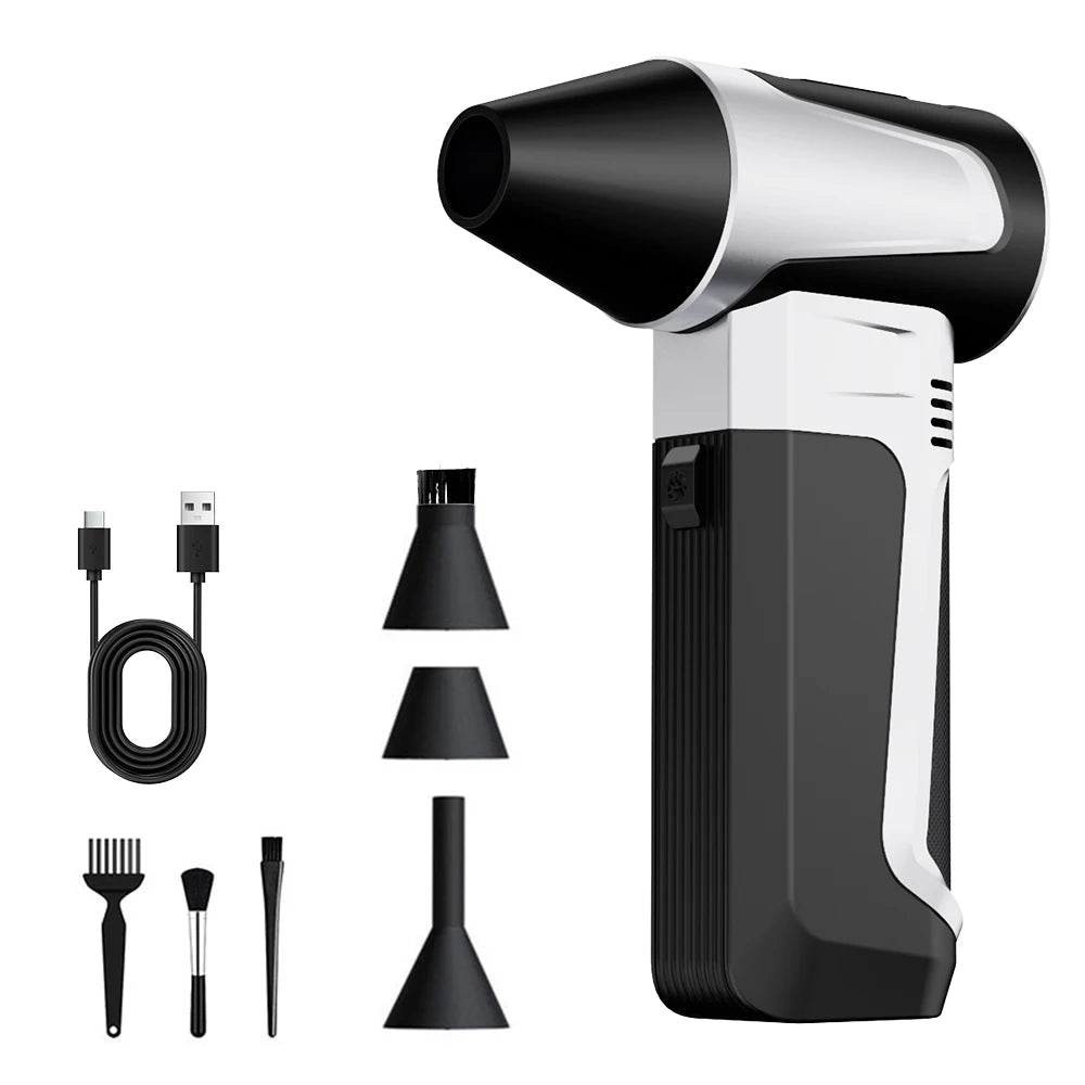 Type-C Charging Car Fan Cleaning Blower Tool 130000RPM Turbo Jet Fan 5 Outlet Nozzles Blowing Snow Electric Air Duster Portable 