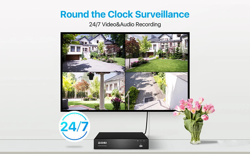 ZOSI 8MP 8CH PoE NVR Security Camera System with Siren and Audio