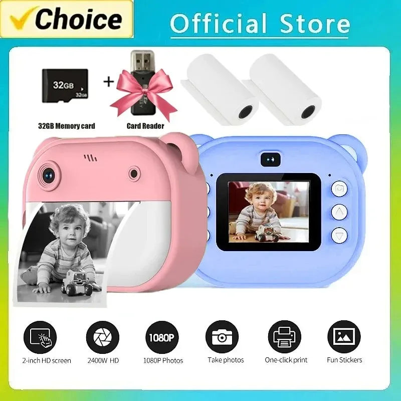 Kids Instant Print Camera with 32G Memory Card