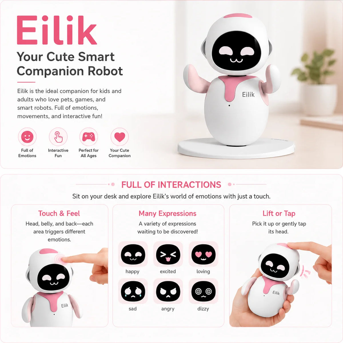Eilik Interactive AI Voice robots Emotional robots Desktop Companion for Couples Touch gift