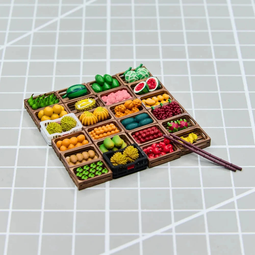 1:64 Resin Fruit Stand and Figure Model Options