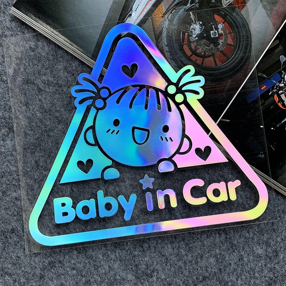 Αυτοκόλλητο Baby in Car με αντανακλαστικό ή ουράνιο τόξο – Σχέδια επιλογών